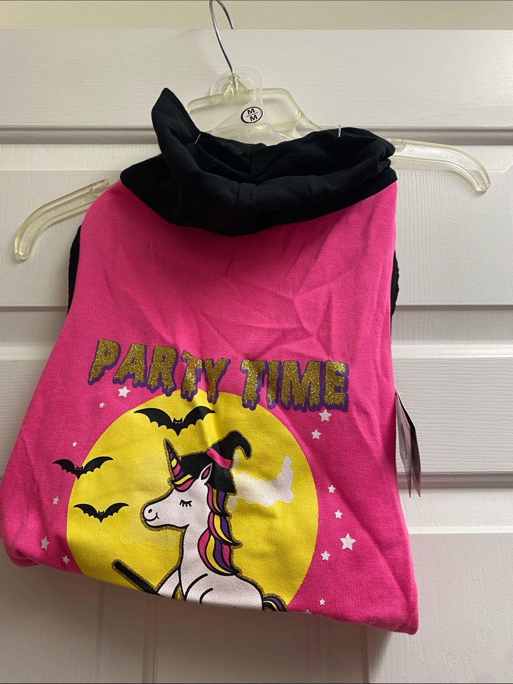 Dog Costume Hoodie Tee - Unicorn witch on broom size Medium